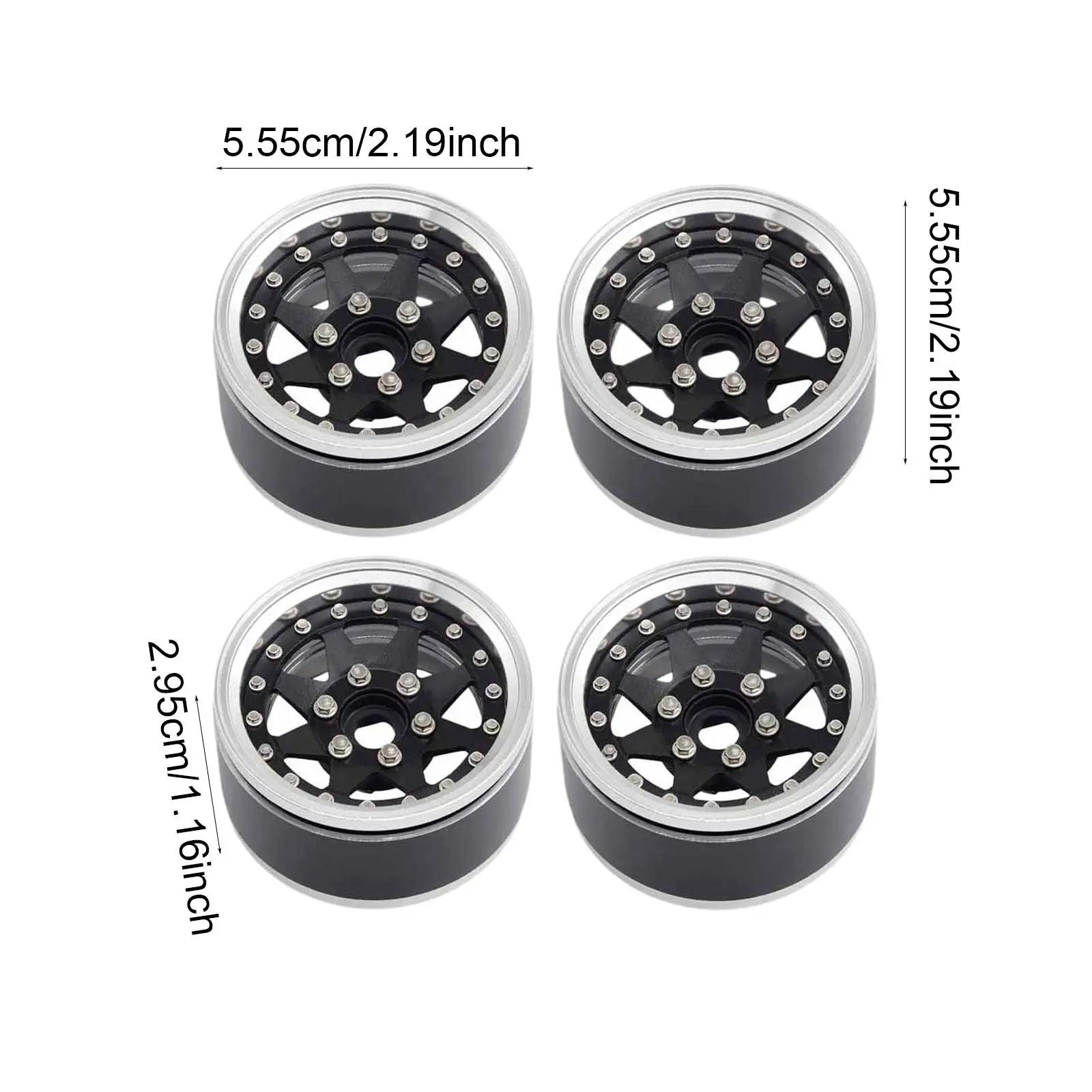 4 Pieces 1/10 RC Crawler Beadlock Wheel Rims RC Car Part 1.9