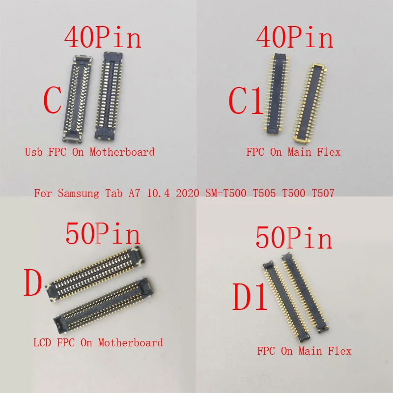 2-10Pcs Lcd Display FPC Connector Usb Charger Plug For Samsung Galaxy Tab A7 10.4 2020 SM-T500 T505 T507 A26 A266 34 40 50 Pin