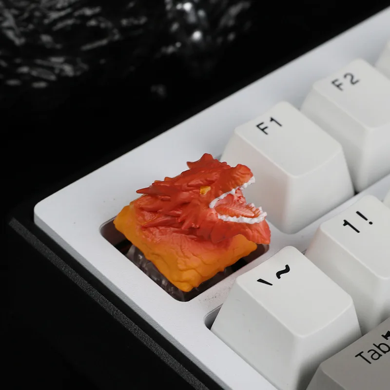 Personalized Mechanical Keyboard Keycaps Cross Hole Resin Keycaps Universal Hand-Painted Steel Dragon Game Peripheral Keycaps