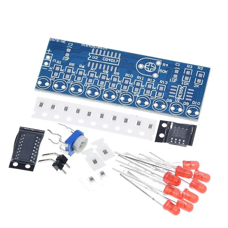 Smart Elektronica Kits NE555 + CD4017 Licht Water Stroomt Licht Led Module Diy Kit Leren Elektronische Principes, kinderen Lab