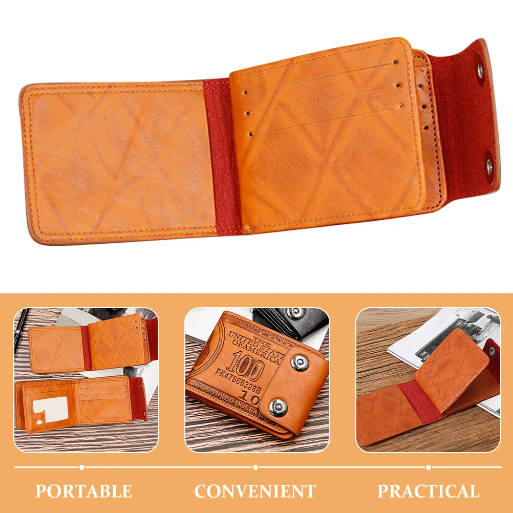 محفظة رجالية متعددة الوظائف ثنائية الطي، محفظة صغيرة عتيقة بزر مزدوج للإغلاق، محفظة آمنة للرجال، طراز كاجوال محمول #5