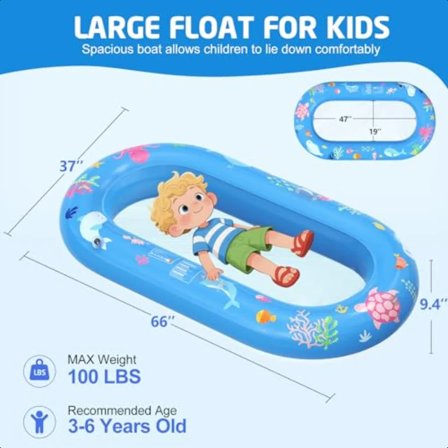 Clear Bottom Iatable Pool Floats Iatable Boat for Double Air Chambers Pool Toys Raft with Large Underwater View for Sea PoolSno
