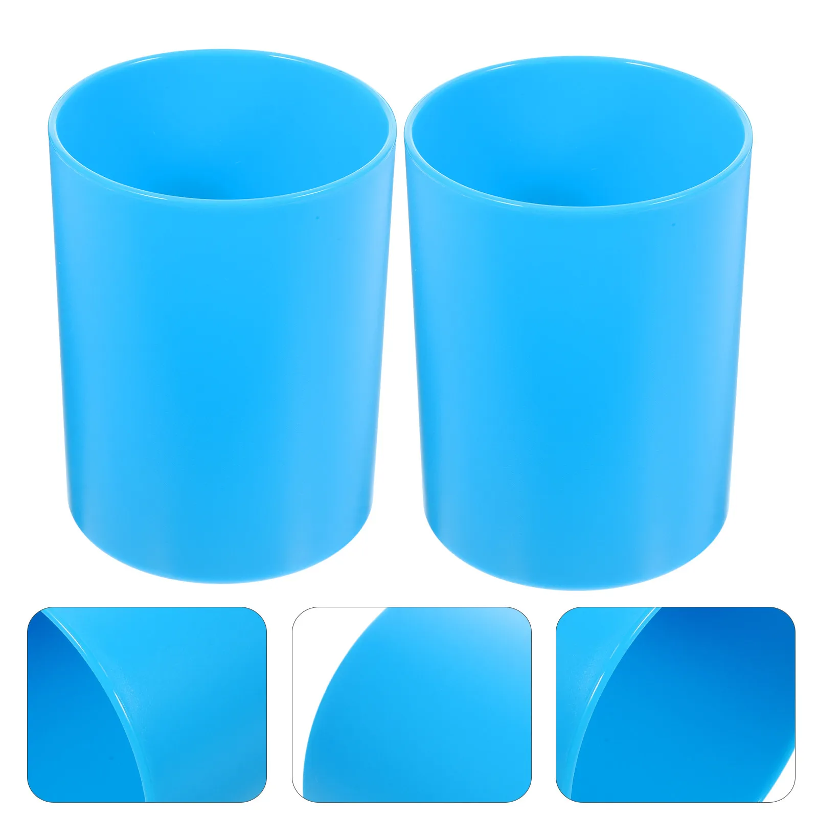 2Pcs Desk Pen Holder Round Pencil Cup Multi Function Organizer Plastic Container for Office Makeup Brush Storage