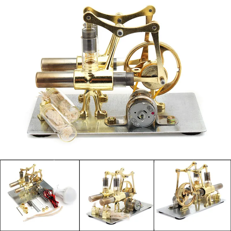 Modelo en miniatura de equilibrio de motor Stirling, tecnología de potencia de vapor, juguete de experimento de generación de energía científica