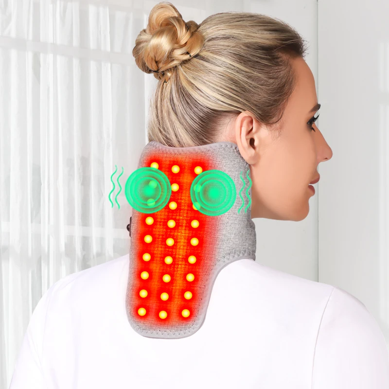 

Heated Neck Massager Red Light Therapy USB-Powered Cervical Soreness Stiffness Numbness Relief Stress Ease Sleep Enhancement