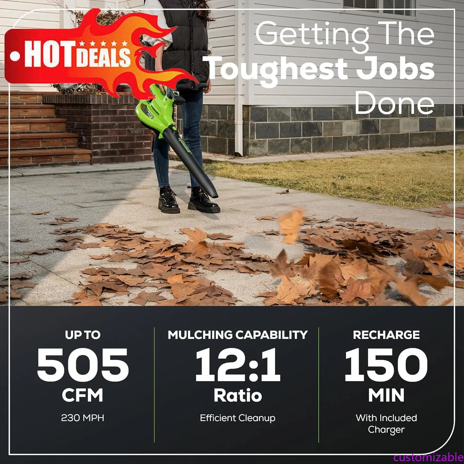 

Настраиваемый беспроводной бесщеточный вентилятор для листьев 40 В/вакуум с сумкой, для очистки мусора во дворе, включает аккумулятор емкостью 5,0 Ач и зарядное устройство