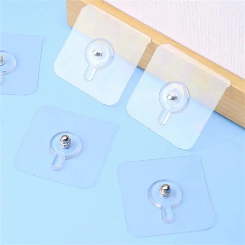 5/10Pcs Punch-Free Screw Self-Adhesive Drill-Free Nail Transparent Wall Hooks for Picture Wall Screw Sticker Bathroom Hanger