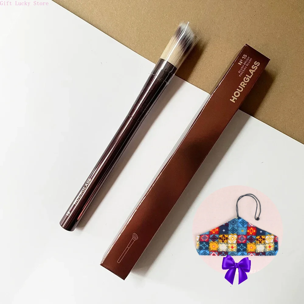 Brosse à Blush sablier No.15, brosse de maquillage pour Contour des points coudés avec cheveux synthétiques doux, manche en métal