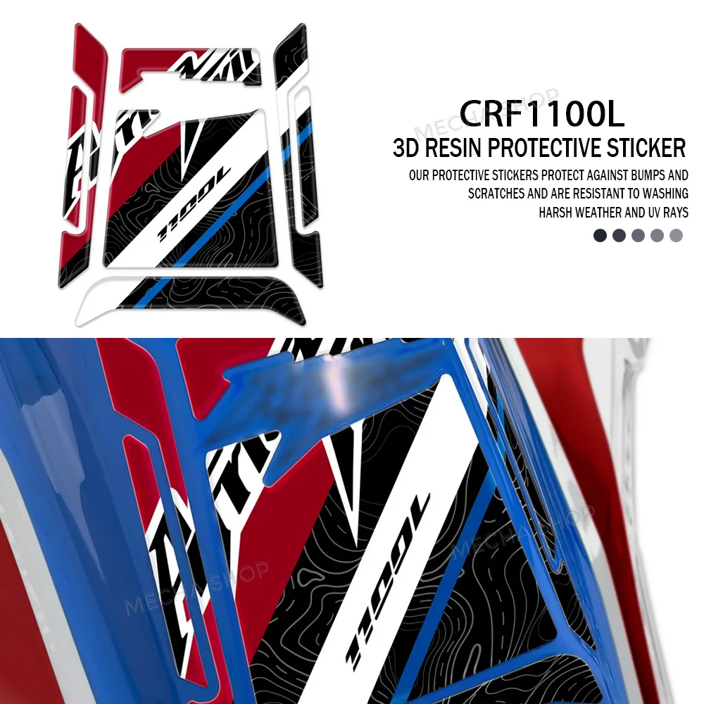 

For Africa Twin CRF 1100 L Tank Pad Motorcycle 3D Resin Sticker Protection Kit
