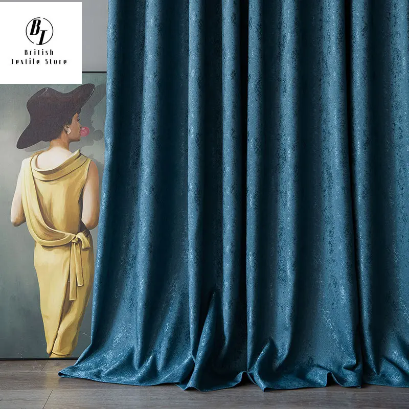 

2023 Modern Curtains for Living Dining Room Bedroom Light Luxury Mottled Texture Curtains Plain Dark Pattern Curtains Window