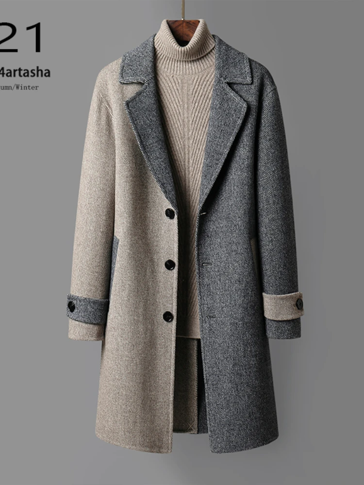 Fall Winter Mannen Mid-Lengte Wollen Jas Jeugd Koreaanse Losse Nul Kasjmier Trenchcoat Pak Kraag Multi-color jas