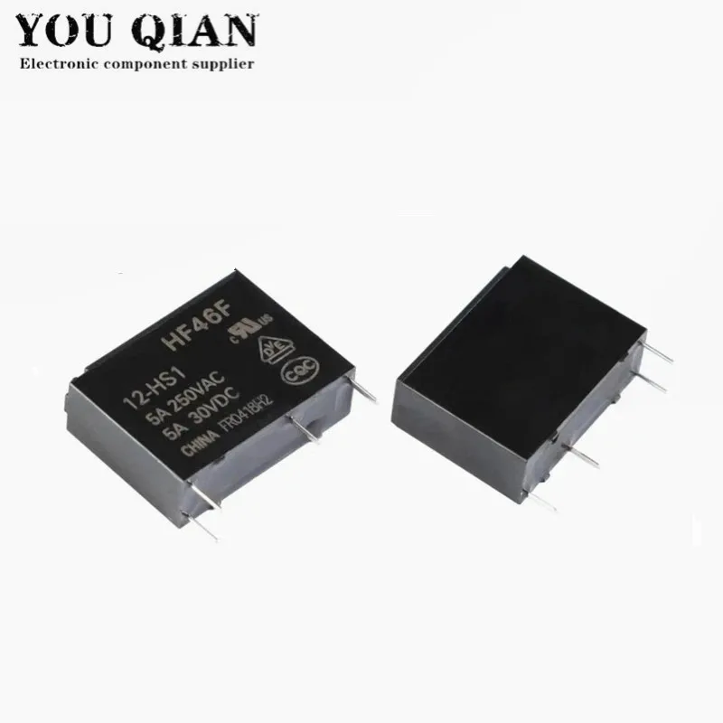 5PCS 30VDC Power Relays HF46F-005-HS1 HF46F-012-HS1 HF46F-024-HS1 5-HS1 12-HS1 24-HS1 5A 250VAC 4PIN 5V 12V 24V DC