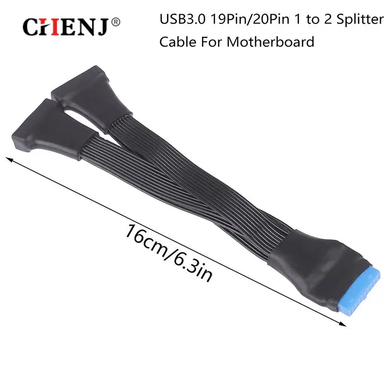 Cabo Divisor de Extensão USB 3.0 Motherboard, 19Pin, 20Pin, Adaptador de Cabeçalho Interno, 15cm, 1Pc, 1Pc