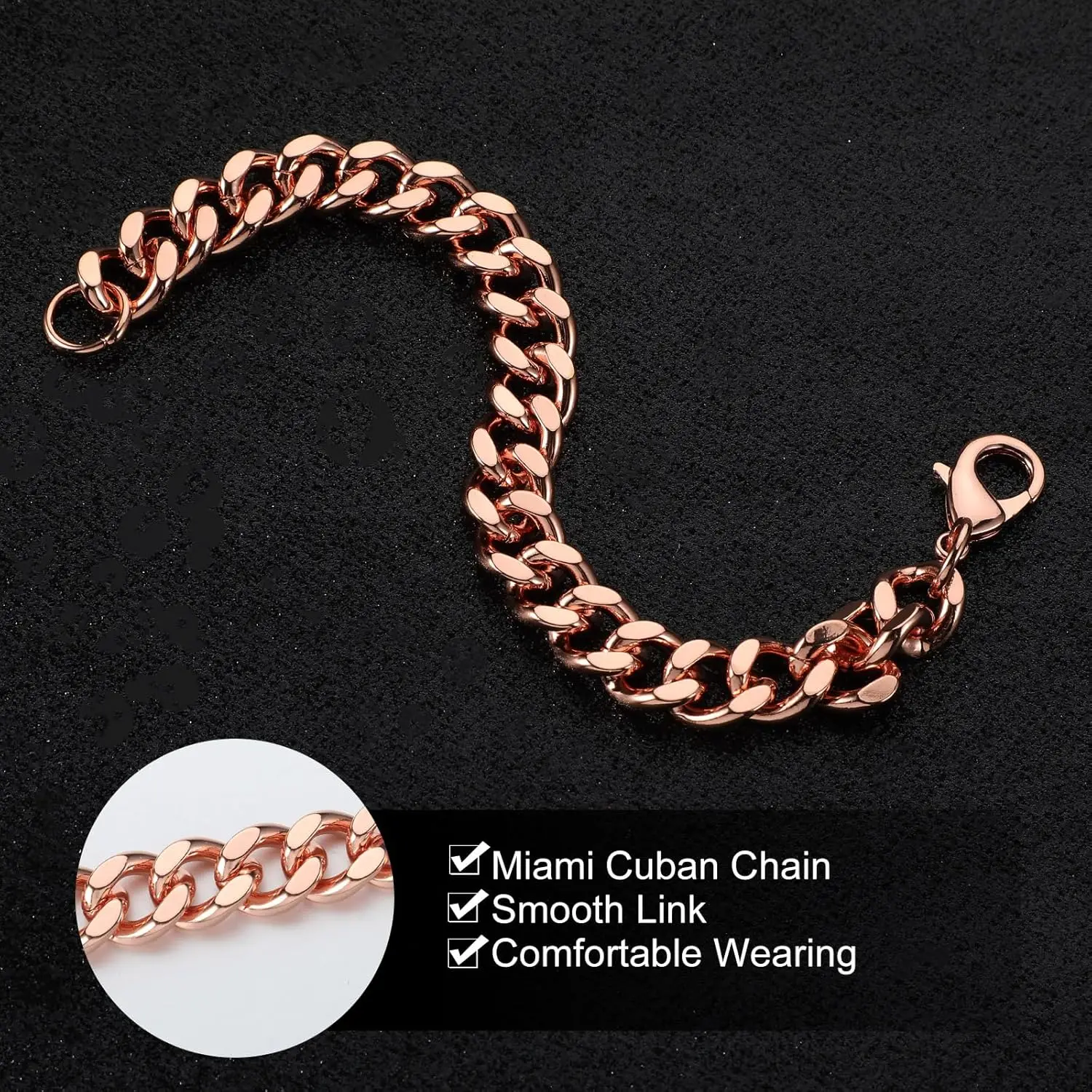 Kupferarmband für Männer, Valentinstagsgeschenk, 19,1–9 Zoll, massives Kupferglied, reine Armbänder für Gesundheit, Schmuck, Geschenke, Herrenarmband – Detail 3