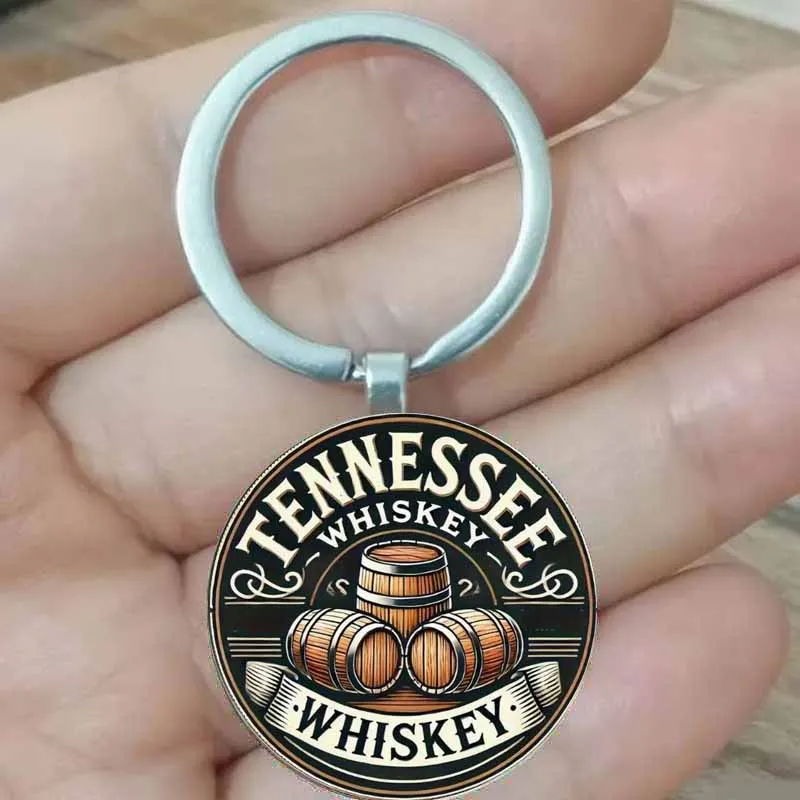 Llavero redondo de barril de whisky Tennessee de estilo vintage
