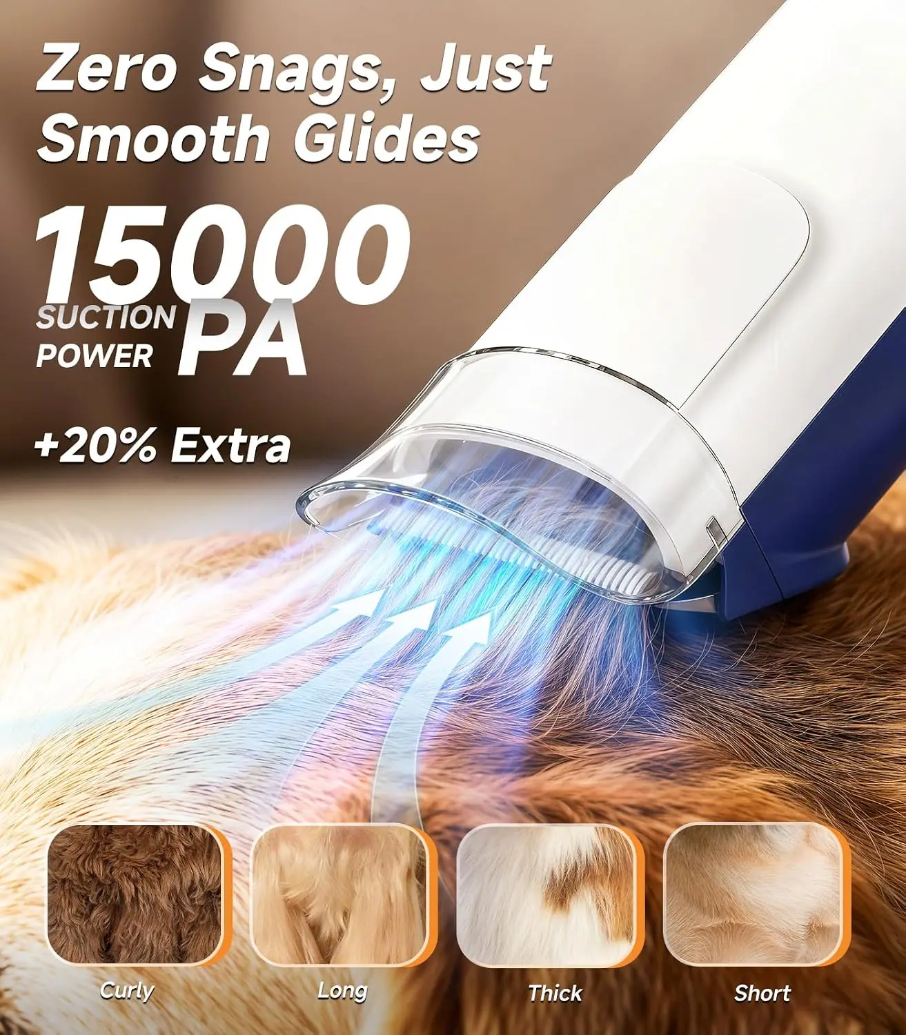 Buenkee Dog Grooming Vacuum Kit, 15000Pa Clipper, Shedding Brush, 2L, White | Brush, trim and deshed at home with less flying fu