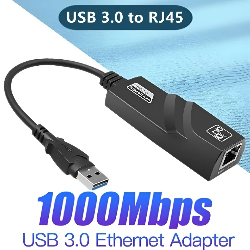 Tarjeta de red con cable USB3.0, adaptador Ethernet LAN tipo C/USB a RJ45 Gigabit de 10/100/1000Mbps para PC, ordenador, portátil, Macbook y Windows