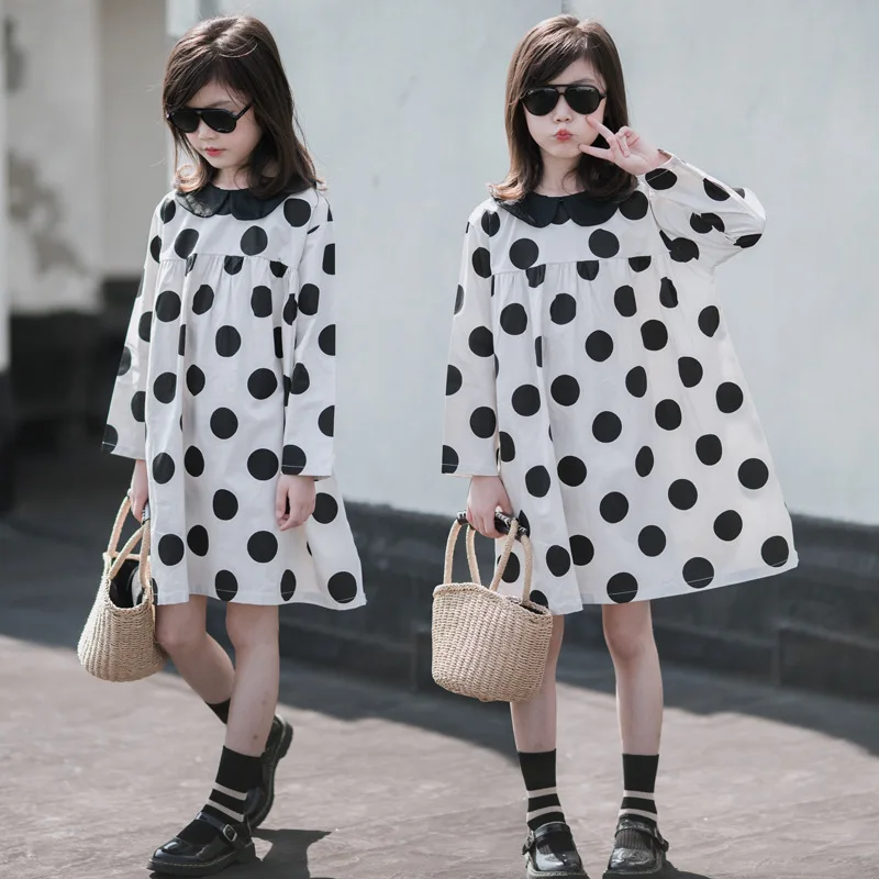 

Baby Girl Dress Girls Doll Collar Dresses Spring and Autumn Cotton Large Child Skirt Little Girl Long-sleeved Princess Dresses