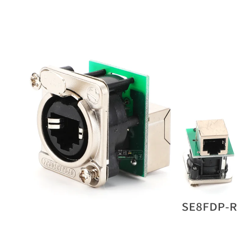 

1Pcs D-type module RJ45 socket network cable connector butt joint SE8FDP signal metal 90 degree angle corner HIFI plug-in