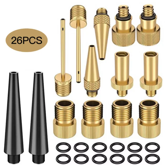 21/26PCS Bike Tire Inflator Kit Tube Needles Air Hose Adapters for Pump Basketball Valve Repair