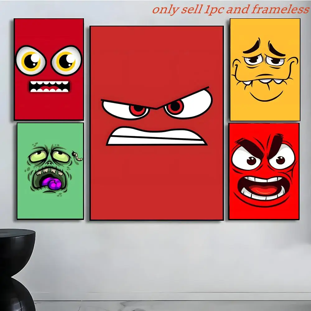 Cartoon expressions of angry eyes Poster Poster painting with prints Home bedroom living room decoration gift