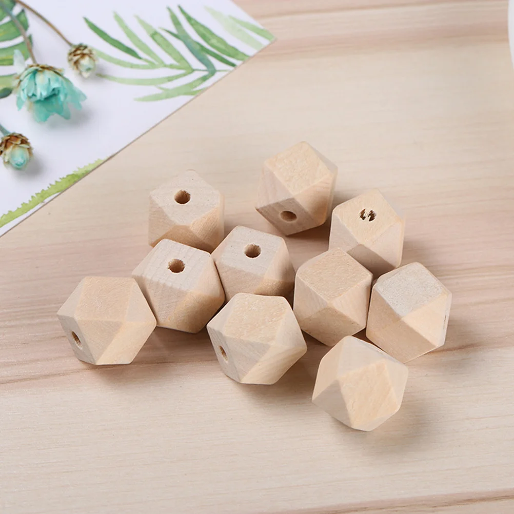 100 Pcs Geometric Wooden Beads Skin-friendly Unfinished Spacer Crafts for Natural DIY