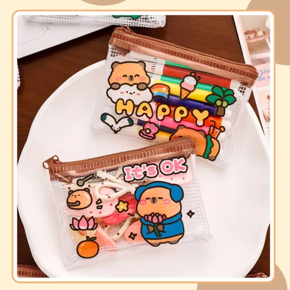 กระเป๋าเก็บของกันน้ำลายคาปิบารา กระเป๋าสตางค์การ์ตูนขนาดเล็ก กระเป๋าใส่เหรียญพีวีซี ของขวัญสำหรับเด็ก