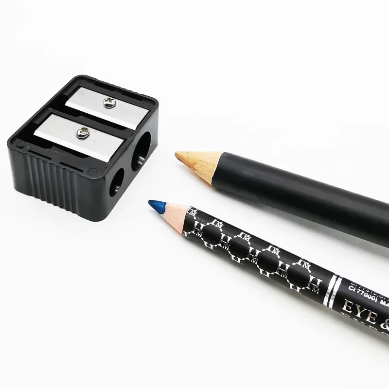 Dual Hole Makeup Pencil Sharpener - Portable, No Batteries, with Debris Bin | Ideal for Eyebrow, Cosmetic, and Eyeliner Pencils