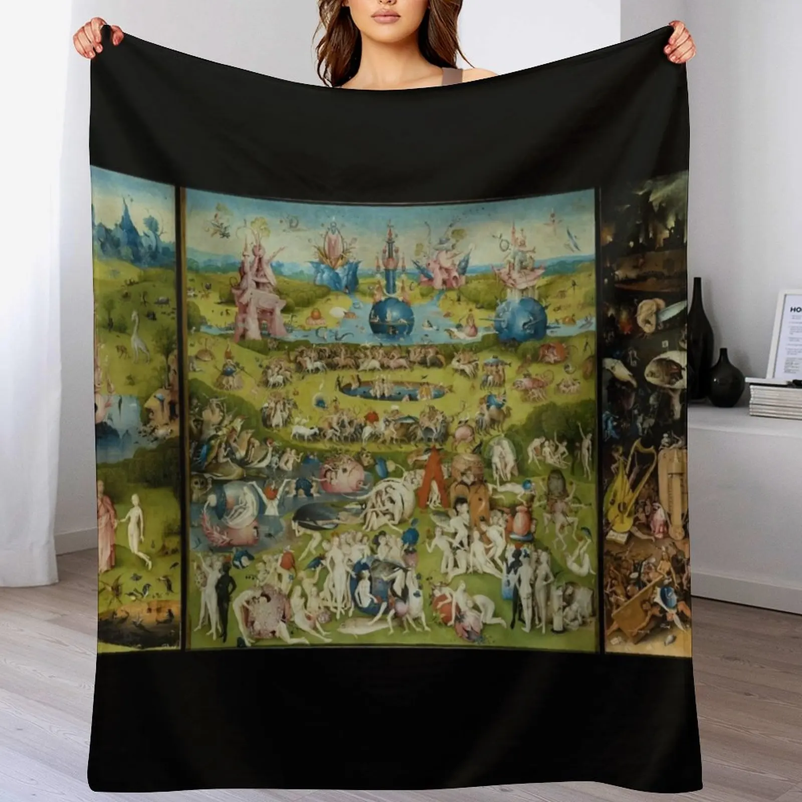 The Garden of Earthly Delights by Hieronymus Bosch (1480-1505) Throw Blanket Cozy Throw Blanket Birthday Gift for Him Her