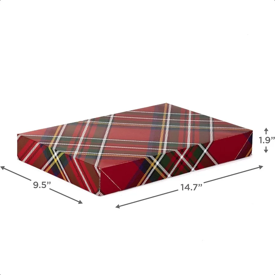 Medium Gift Boxes with Lids 12 Shirt Boxes 3 Designs: Buffalo Check Red Plaid Green Tartan for Christmas Holiday Parties Host G