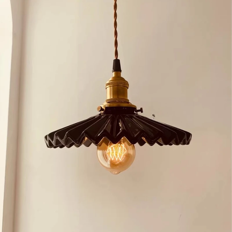 

Nordic black ceramic chandelier Japanese retro industrial style restaurant bar milk tea shop café