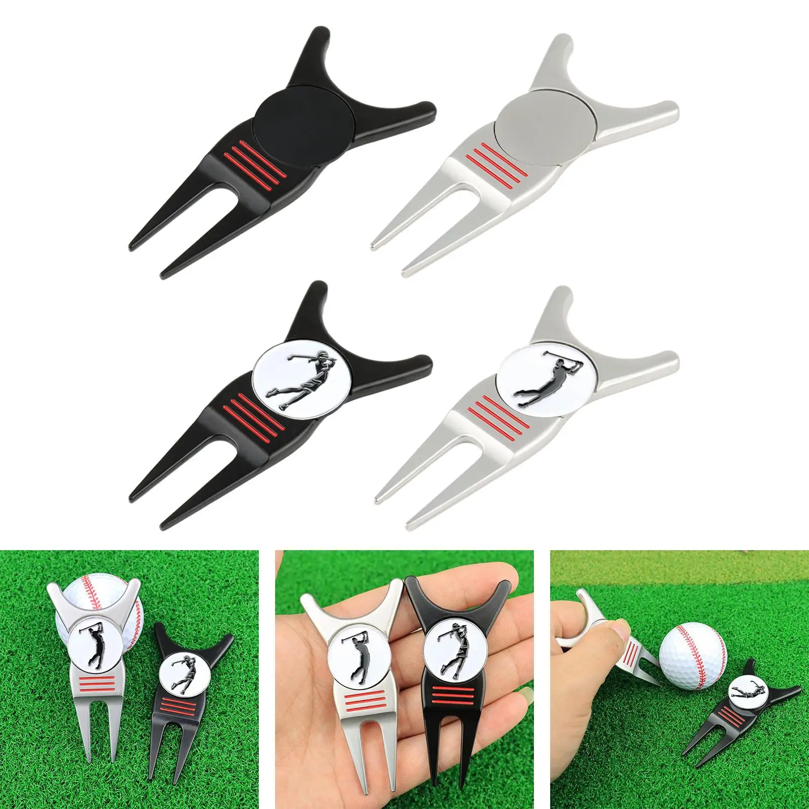 Lightweight Golf Divot Repair Tool Golf Club Holder Groove Cleaner Lawn Repair Prong for Training