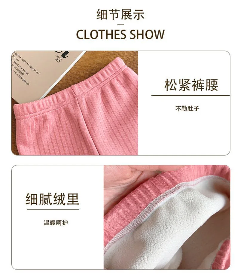 Baby Herbst Winter Fleece Dreiviertel-Leggings Mädchen Warme Dehnbare Hosen Kinder Bestickte Weiche Kinder Freizeit-Schul-Sport-Hosen – Detail 6