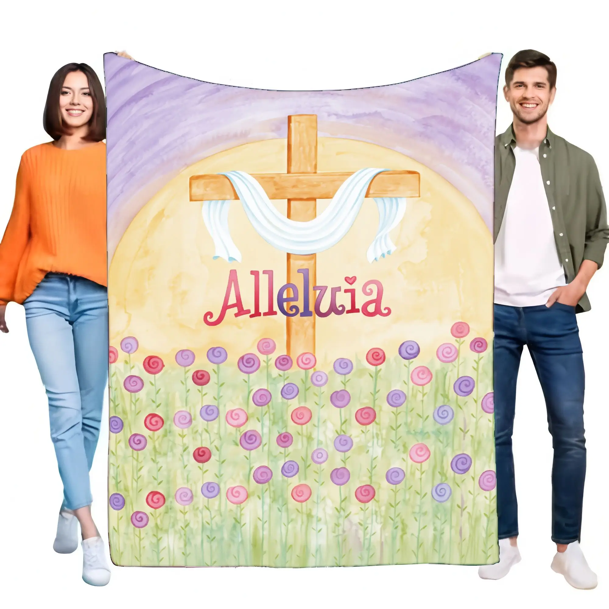 Christian Themed Blanket Soft Cozy Decorative Throw with Cross Design for Faith Lovers, Perfect for Home Décor, Church Events, a
