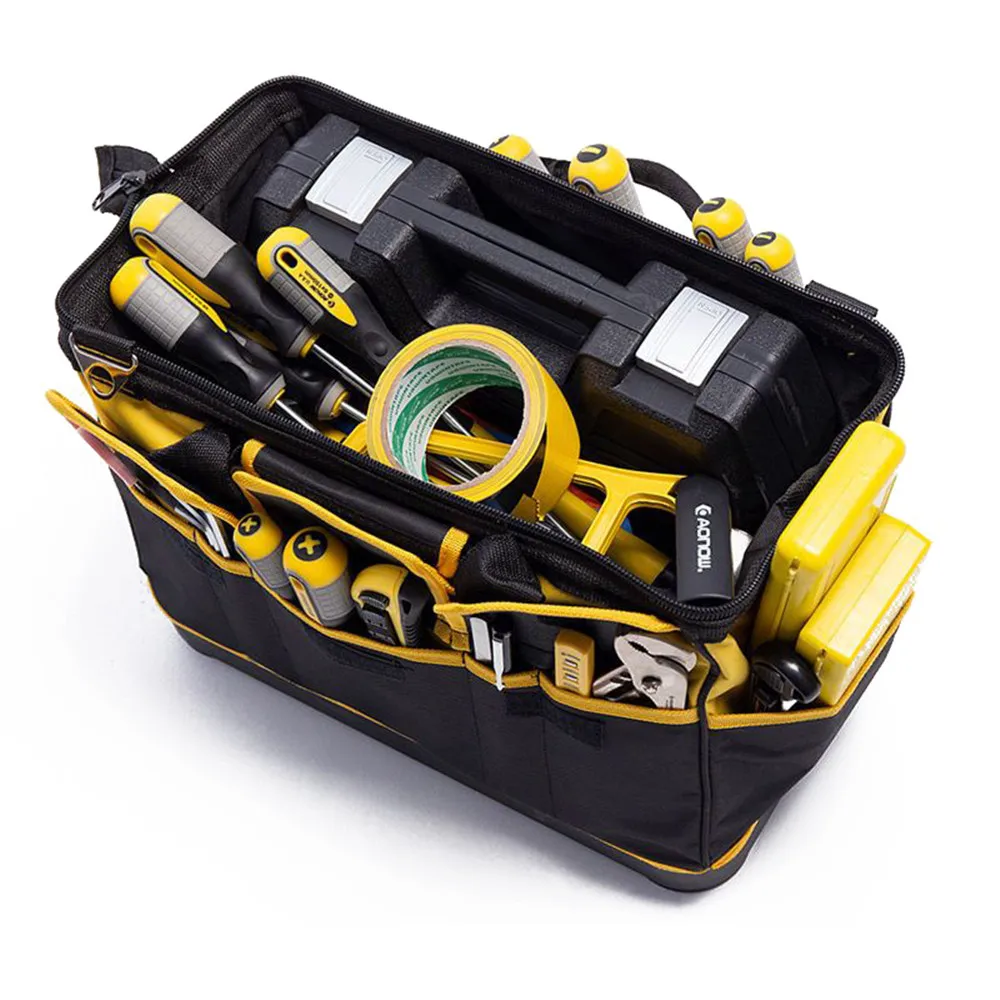 new-yellow-14-16-18-20in-tool-bag-electrician-bag-1680d-oxford-waterproof-wear-resistant-heavy-duty-tool-storage-tool-box