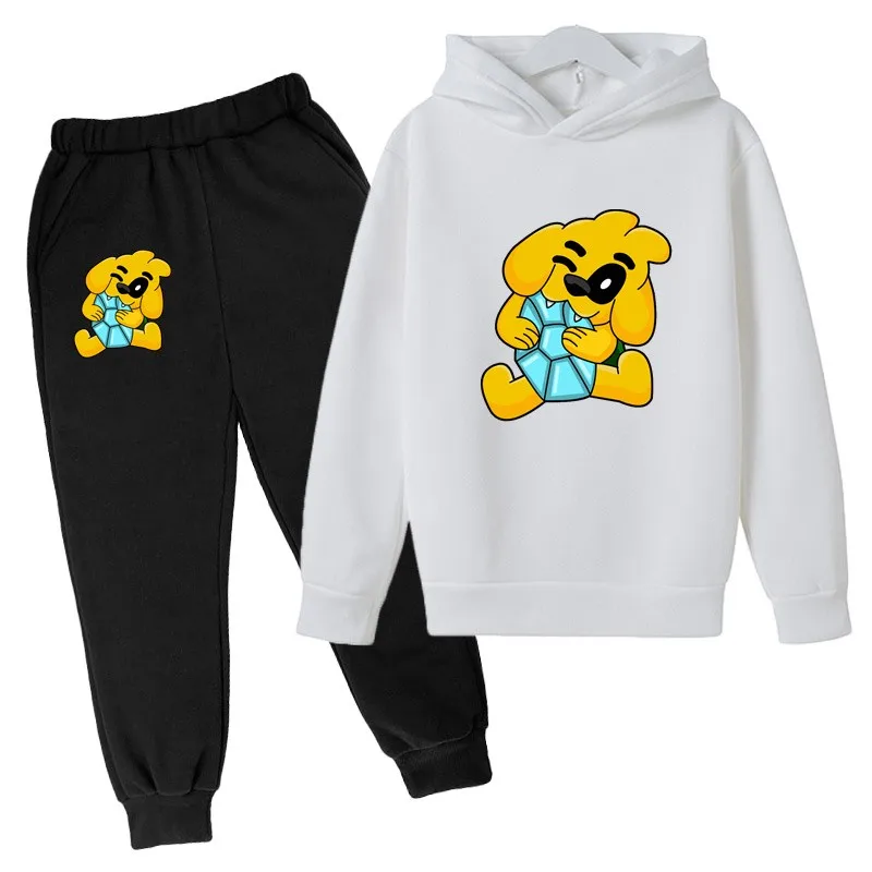 Kids Mike Dog Print Spring Autumn Cute Pullover Hoodie+Pants 2pcs Tracksuits 2-13 Years Boys Girls Casual Outfits Children Sets