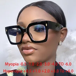 Rice Nails Big Frame Clear Lens Glasses Oversize Square Myopia Nerd Spectacles Degree -0.5 -1.0 -2.0 -3.0 -4.0 to -6.0