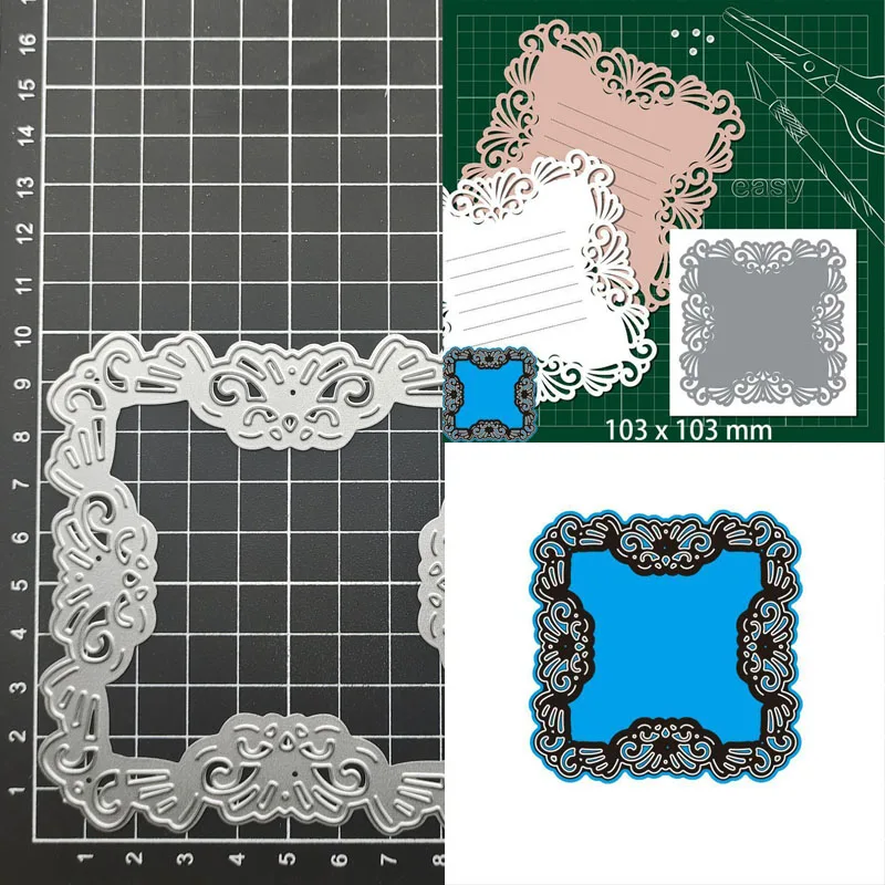 

Square Lace Frame Metal Cutting Dies Stencil Template Scrapbooking Embossing Paper Cards Album Making Decora Craft Dies Cut