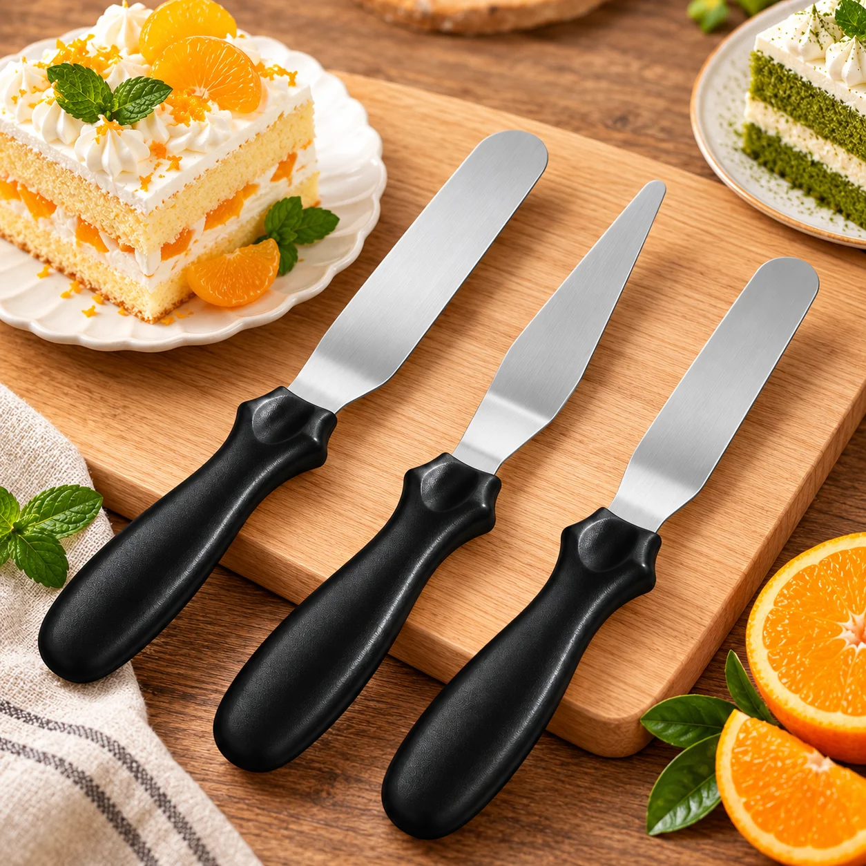 3PCS Cake Spatula Set Stainless Steel Smooth Edge Small Size Durable Butter Icing Tools for Pastry Dessert Cake Home DIY Baking