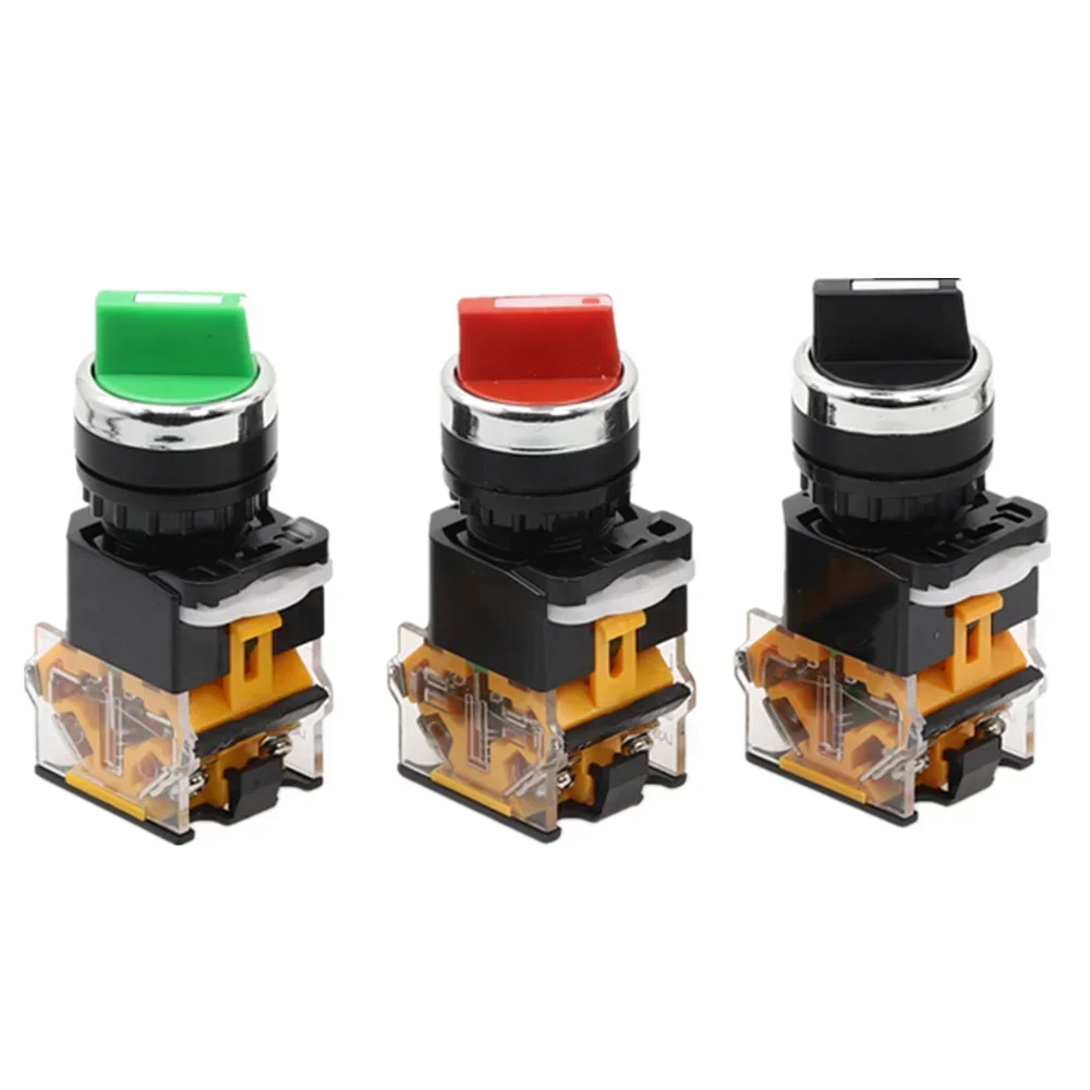 22mm Self-lock Selector Switch 1NO1NC 2/3 Positions Rotary Switches DPST 4 Screws 10A400V Power Switch ON/OFF Red Green Black