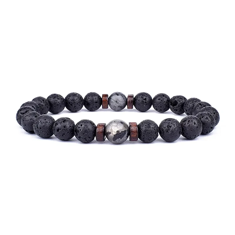 Natural Volcanic Lava Stone Beaded Bracelets for Women Men Jewelry Tiger Eyes Lapis Lazuli Healing Balance Chakra Bead Bracelet