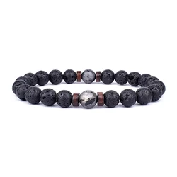 Natural Volcanic Lava Stone Beaded Bracelets for Women Men Jewelry Tiger Eyes Lapis Lazuli Healing Balance Chakra Bead Bracelet