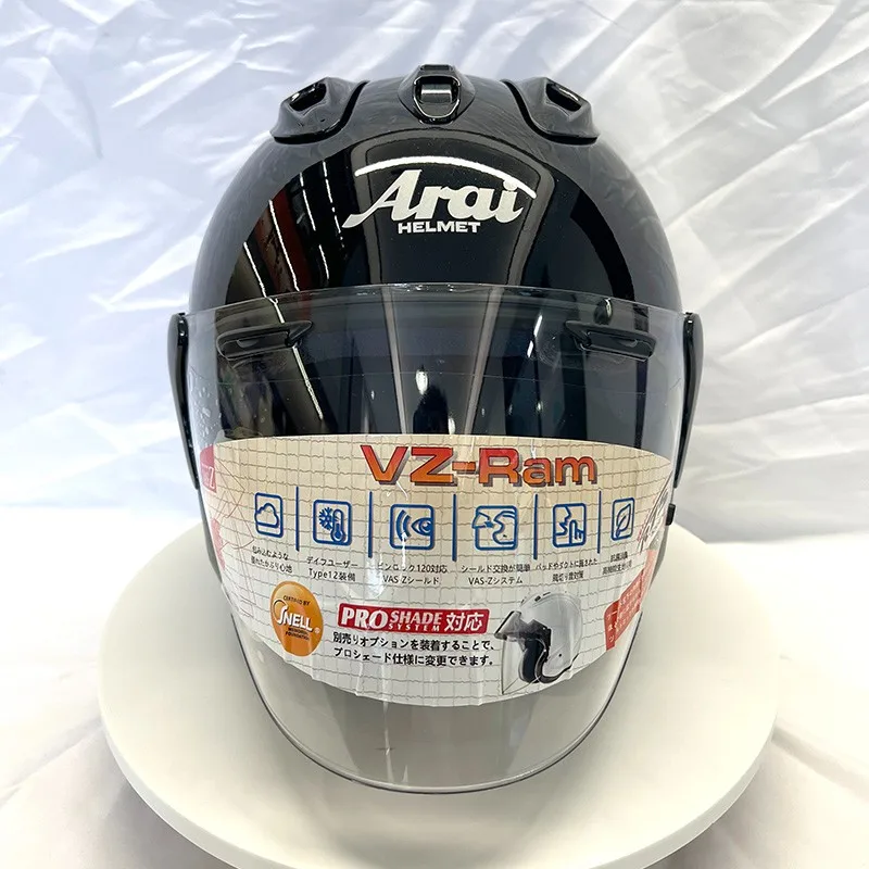 

VZ-RAM ABS Classic 3/4 Open Face Helmet,For Vintage Motorcycle and Cruise Motorcycle Protection Helmets,Bright black,Capacete