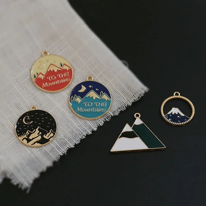 패션 야외 별이 빛나는 밤 산 탑 모험 개성 펜던트 손 재료 Diy 쥬얼리 액세서리 수제, 10 개