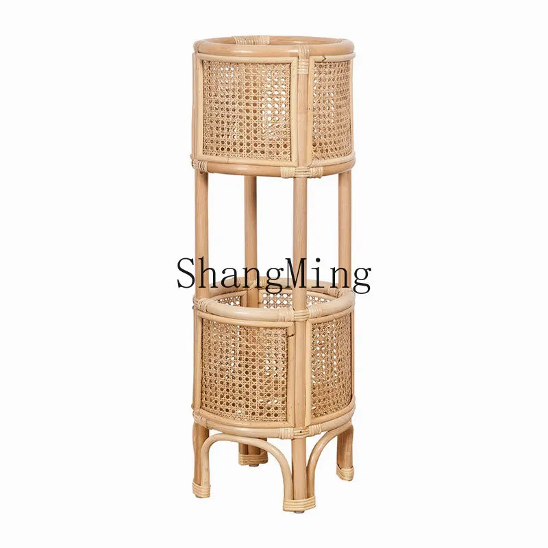 

CL handmade rattan flower stand balcony bay window shelf corridor indoor and outdoor dormitory flower stand plant decoration