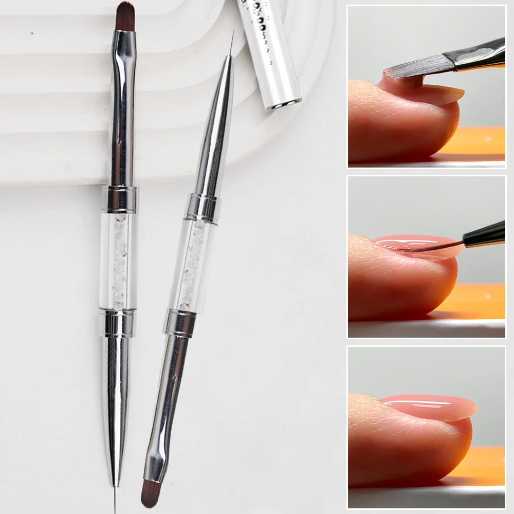 1個入り プロ仕様 両端ネイルデザインブラシ ネイルジェルライナー フレンチチップエクステンションペン UVポリッシュジェル ネイルアートツール