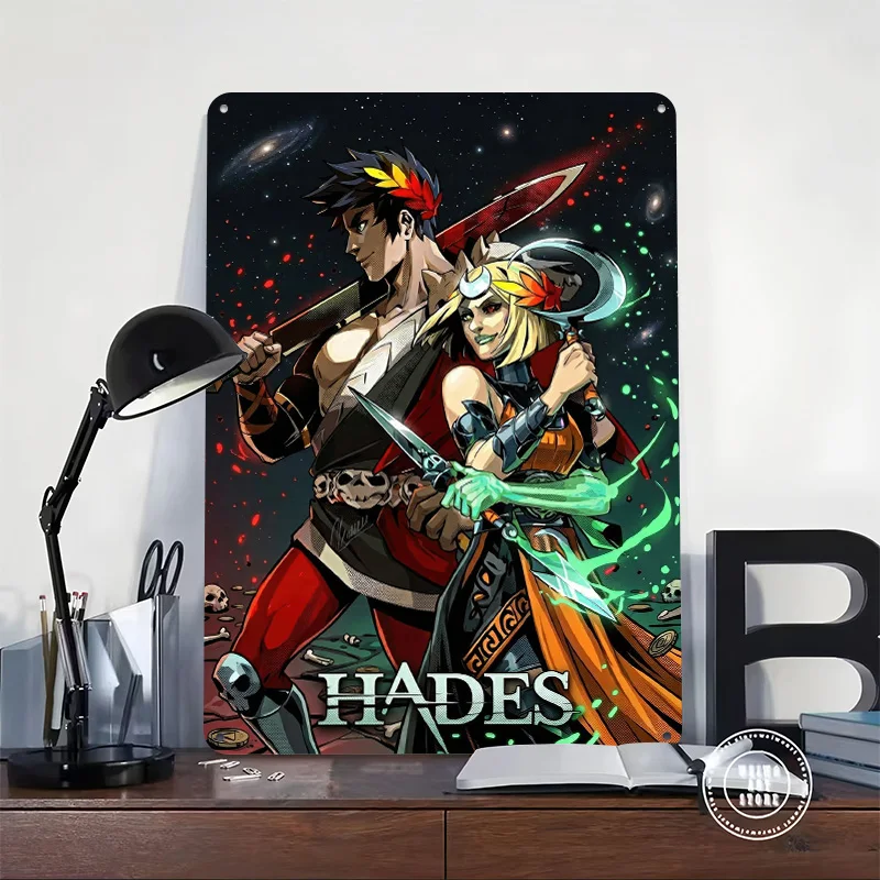 Hades Game Art With Characters Metal Poster Perfect Gift for Fans Lovers Personalized Wall Art Metal Sign for Funny Signs Decor