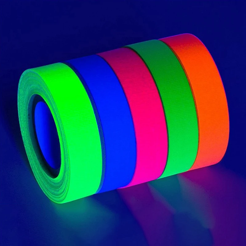 Cintas de algodón con brillo UV para fiesta, cinta de neón de advertencia de seguridad, accesorios de escenario, boda, hogar, duradero, fácil de usar