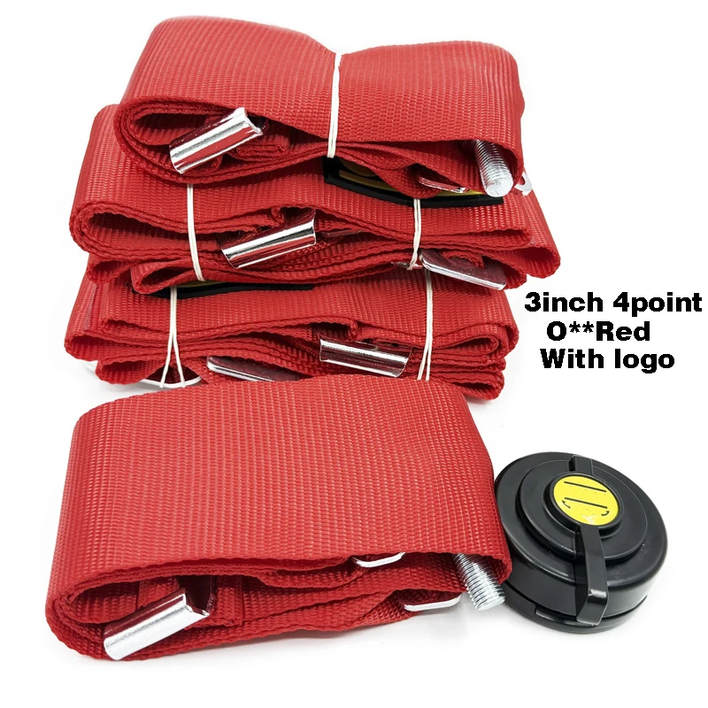 حزام مقعد 3 بوصة 4 نقاط JDM حزام مقعد السيارة للسباق مع كاملوك سريع التحرير أزرق للسيارة مع شعار