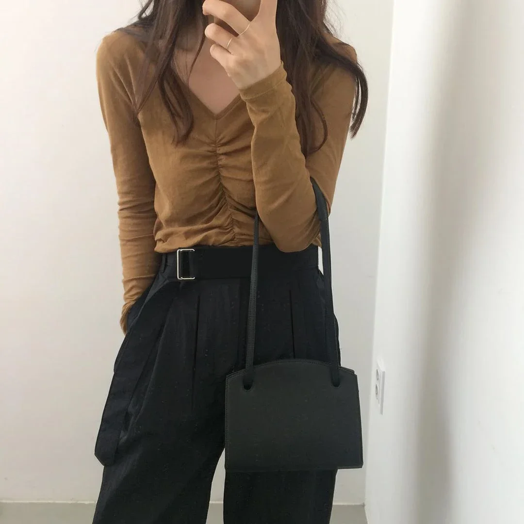 Pantalones de pierna ancha de cintura alta para mujer, pantalones largos sólidos sueltos con fajas, traje que combina con todo, ropa de calle informal, Otoño e Invierno